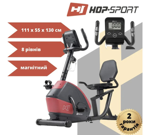 Велотренажер горизонтальний магнітний Hop-Sport HS-035L Solo червоний