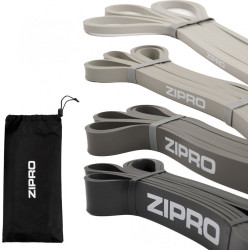 Набір стрічок-еспандерів для вправ Zipro PowerBand 4 шт. чорно-сірий