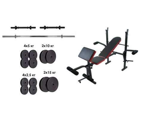 Лава з тренажерами + набір силовий на 90 кг RN-Sport