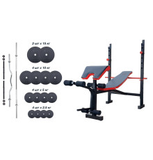 Лава для жиму ReadMeBlack + 4 грифи, 100 кг дисків RN-Sport