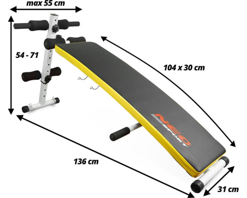 Похила лава для вправ NeoSport з еспандерами і гантелями NS-07