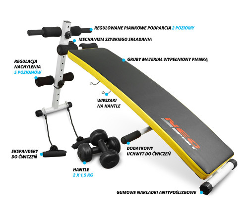 Лавка похила з еспандерами та гантелями Neo-Sport NS-07