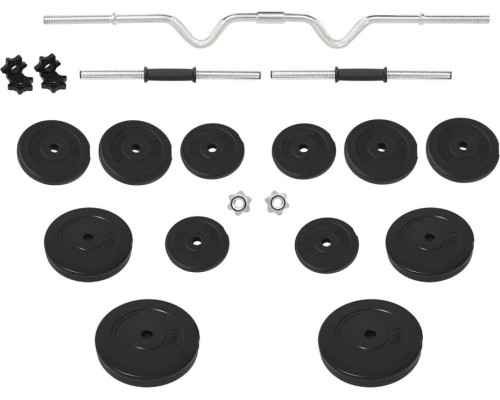 Згинальна штанга та гантелі vidaXL, з обважнювачами, 60 кг