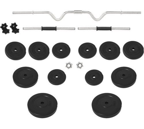 Згинальна штанга та гантелі vidaXL, з обважнювачами, 60 кг