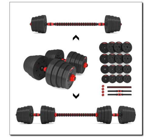 Набір штанга+гантелі HMS SGР30 - 30 кг/чорно-червоний 