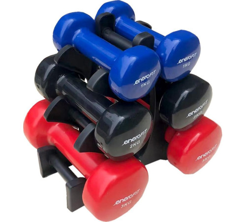 Гантелі вінілові ENERO FIT VDB зі стійкою, 12 кг Гантелі вінілові ENERO FIT VDB зі стійкою, 12 кг