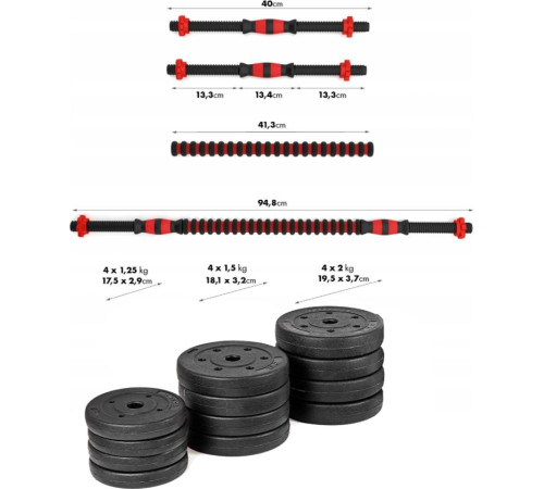 Бітумні гантелі Fit4Med 2 х 10 кг