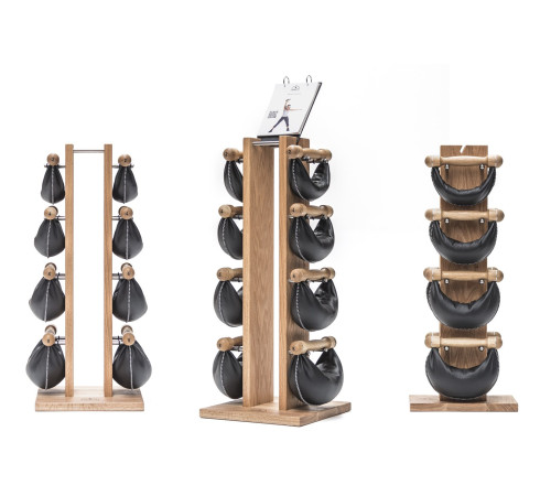 Гантелі з підставкою NOHrD SwingBel Tower 2-8 Kg Set Classic Nature Walnut Leather