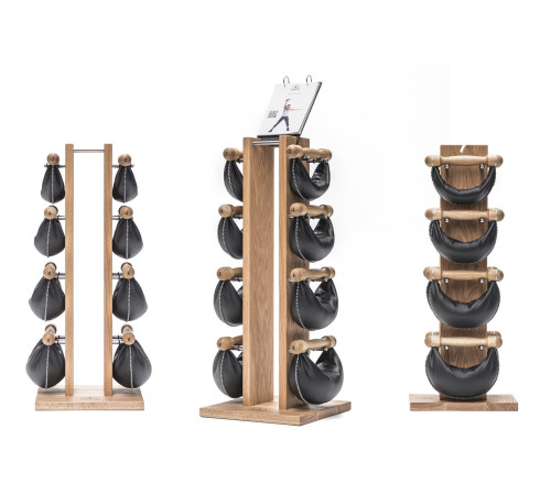 Гантелі з підставкою NOHrD SwingBel Tower 2-8 Kg Set Classic Walnut Leather