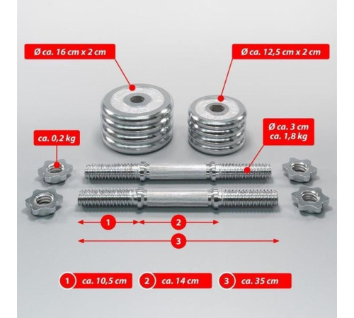 Гантелі Maxxiva D83768 хромовані 2 x 10 кг