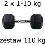 Гантелі UnderFit прогумовані Hex 2 х 1-10 кг (110 кг)