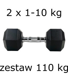 Гантелі UnderFit прогумовані Hex 2 х 1-10 кг (110 кг)