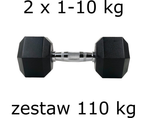 Гантелі UnderFit прогумовані Hex 2 х 1-10 кг (110 кг)