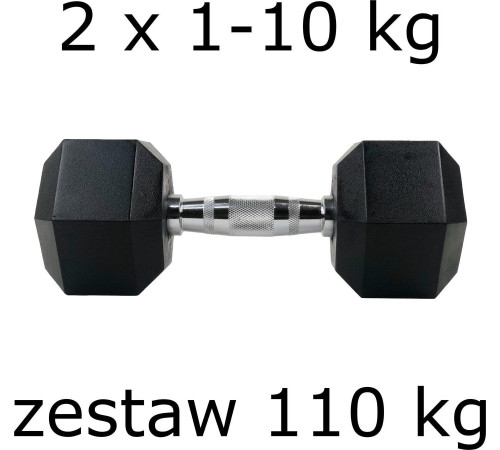 Гантелі UnderFit прогумовані Hex 2 х 1-10 кг (110 кг)