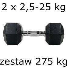 Гантелі UnderFit прогумовані Hex 2 х 2,5-25 кг (275 кг)