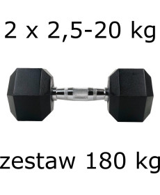 Гантелі UnderFit прогумовані Hex 2 х 2,5-20 кг (180 кг)