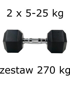 Гантелі UnderFit прогумовані Hex 2 х 5-25 кг (270 кг)