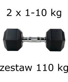 Набір шестигранних гантелей UnderFit 2 x 1-10 кг (110 кг)