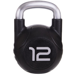 Гиря PU з хромованою ручкою Кросфіт Zelart TA-2681-12 12кг (MD2220-12) (PU, чорний)