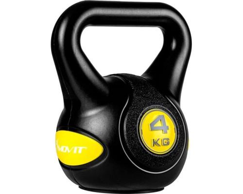 Гиря Movit Kettlebell Dumbbell - 4 кг, чорний / жовтий