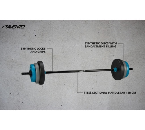 Штанга регульована з навантаженням Avento 20 kg - чорно-блакитна
