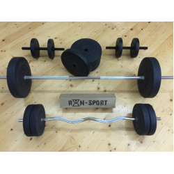 Штанга+гантелі RN-Sport на 80 кг. 4 грифи + млинці. Рукавички у подарунок!