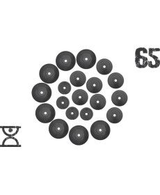 Набір 65 кг (4 по 1.25, 8 по 2.5, 8 по 5 кг) дисків, RN Sport покритих пластиком (31 мм)