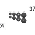 Набір 37 кг (2х1.25, 2х2.5, 2x5 та 2x10) дисків, покритих пластиком (31 мм)