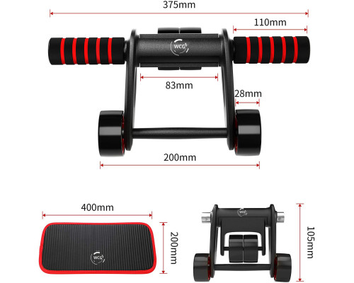 Ролик колесо тренажер для преса WCG S1 + Килимок для колін