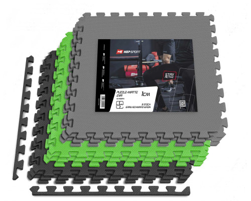 Мат-пазл Hop-Sport EVA 1см HS-A010PM - 9 частин чорний/сірий/зелений
