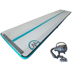 Надувний гімнастичний мат MASTER S-Pro 800 x 150 x 10 см сіро-бірюзовий