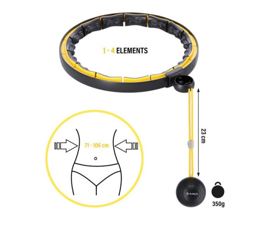 HHM21 HULA HOP ЧОРНИЙ/ЖОВТИЙ МАГНІТ З ВАГОЮ + ЛІЧИЛЬНИК HMS