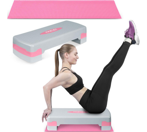 Степ-платформа+килимок Neo-Sport Step NS-401 - сіро-рожева Степ-платформа+килимок Neo-Sport Step NS-401 - сіро-рожева