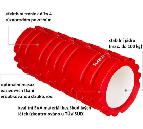 Масажний валик Movit 33 x 14 см, червоний