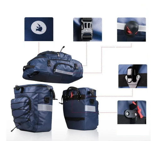 Велобаул 3-в-1 Rhinowalk X21606 65 л, синій Велобаул 3-в-1 Rhinowalk X21606 65 л, синій