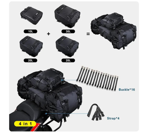 Сумка-рюкзак на багажник Rhinowalk Motorcycle MT21620 20 л, чорна Сумка-рюкзак на багажник Rhinowalk Motorcycle MT21620 20 л, чорна
