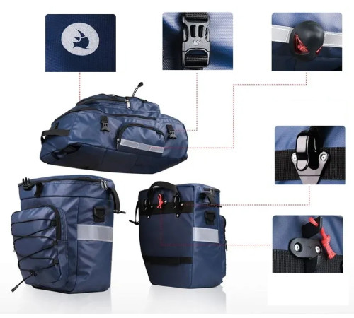 Велобаул 3-в-1 Rhinowalk Transformer X21606 65 л, чорний Велобаул 3-в-1 Rhinowalk Transformer X21606 65 л, чорний
