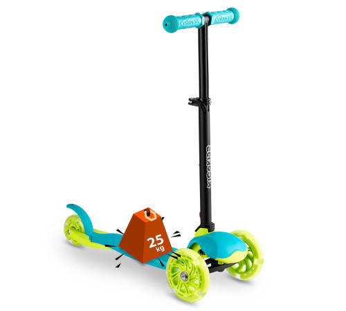 Самокат дитячий триколісний Ricokids Loco бірюзовий