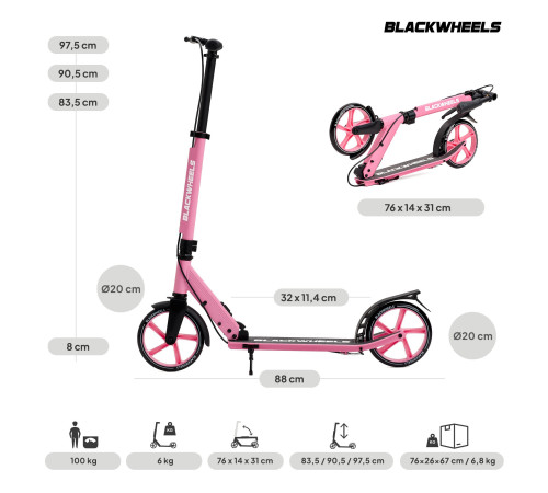 Самокат Blackwheels Orio рожевий
