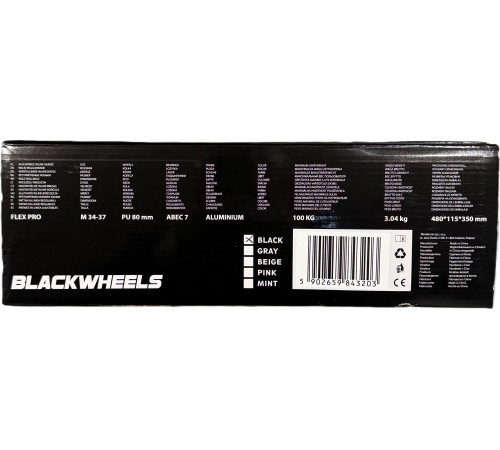Роликові ковзани Blackwheels Flex Pro M - розмір 34-37, чорні