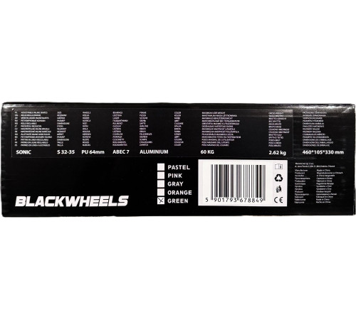 Роликові ковзани Blackwheels Sonic M - розмір 32-35, чорно-зелені