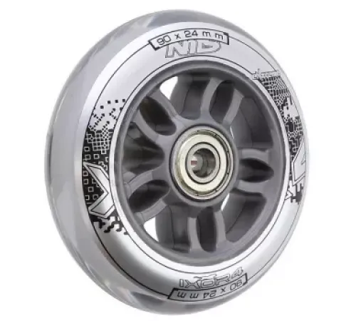 Колеса для роликових ковзанів PU 90x24 82A (4 шт.) + ABEC-7 CHROME (8 шт.) NILS EXTREME - прозорі