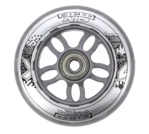 Колеса для роликових ковзанів PU 90x24 82A (4 шт.) + ABEC-7 CHROME (8 шт.) NILS EXTREME - прозорі