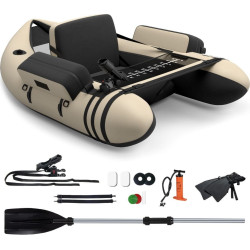 Човен надувний Costway Belly Boat бежевий