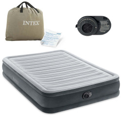 Матрац надувний Intex 67768ND з вбудованим електронасосом 191x137x33 см, сірий