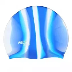 Шапочка для плавання ZEBRA MI10 NILS AQUA - блакитно-біла