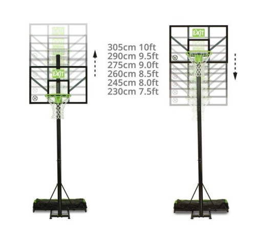 Переносна баскетбольна стійка EXIT Comet зелений/чорний