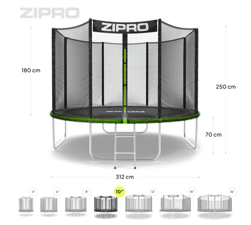 Садовий батут Zipro Jump Pro з вуличною сіткою 10 футів 312 см