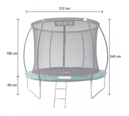 Батут дитячий 312 см з внутрішньою сіткою та драбинкою Atleto зелений + в подарунок м'ячик