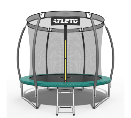 Батут дитячий 312 см з внутрішньою сіткою та драбинкою Atleto зелений + в подарунок м'ячик